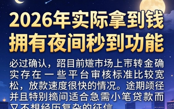 2026年真实能下款的口子，梳理五个夜间秒下款的14天口子