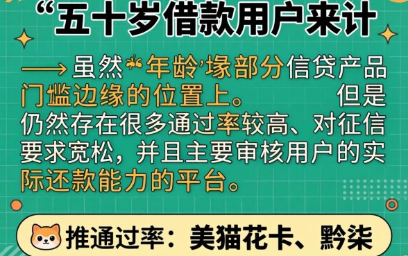 50岁能下款的口子，条列5个网贷无视不查征信平台