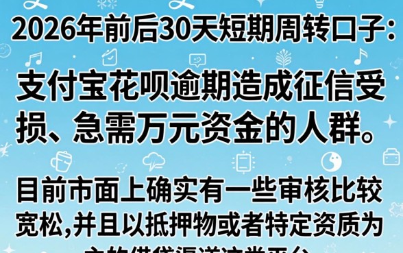 202630天借款口子,鼎力推荐五个支付宝花呗逾期万元快速贷款app
