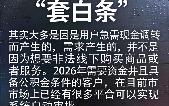 2026专门套白条的店铺,概括5个公积金快速贷款软件