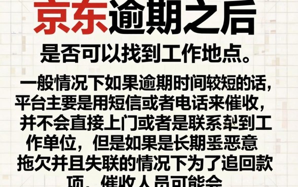 京东逾期会找到工作地点吗，详尽说明五个黑户成功获取大额贷款的口子