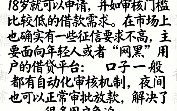 18岁就能通过的借款软件，归集5个网黑夜间可下款的口子