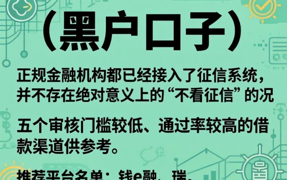 2026能下钱的黑户口子，概括5个不看征信的借钱平台
