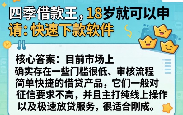 下载新口子四季借款王，精选五个18岁借款神器快速下款软件