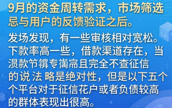 9月容易下款的口子，筛选5个不看征信的借钱app