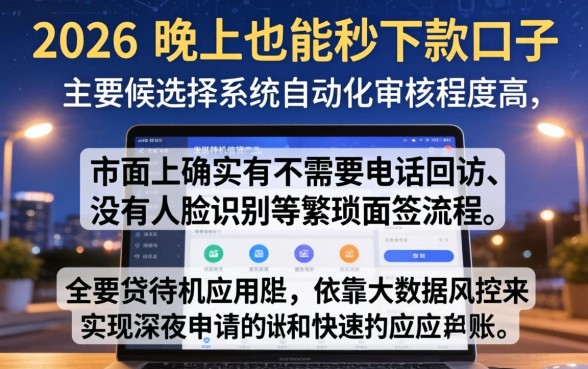 2026晚上秒下款的口子，详细阐述5个秒批无面签贷款app