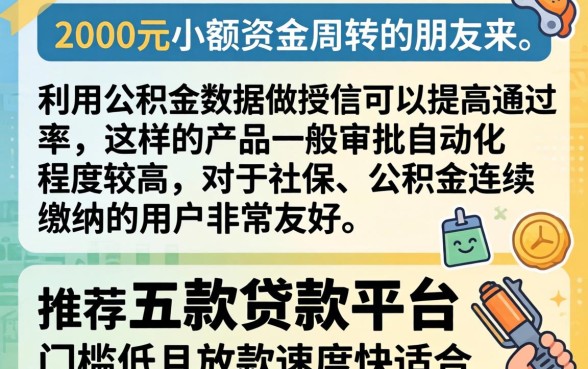 2000左右好下款的口子,归纳五个公积金快速贷款app