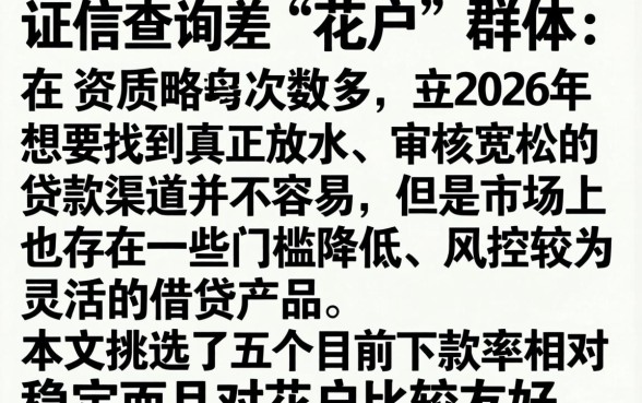 2026花户放水的贷款口子，理出5个靠谱借钱网贷软件
