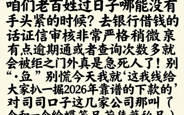 下款的口子 2026，陈列五个轻松借款无压力口子