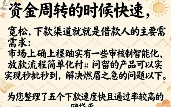 下款速度快的网贷口子，细致阐述五个秒批通过的网贷平台