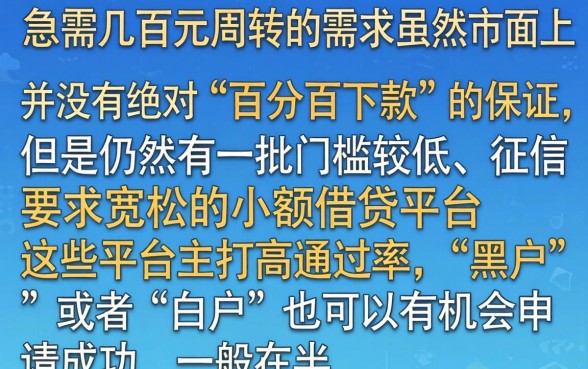 几百块钱必下款的口子，归集5个百分百下款无视黑白户网贷平台
