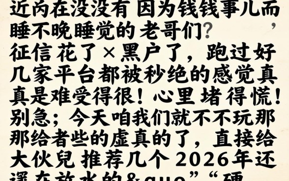 14天必下款的口子2026，精选五个真正不查征信的贷款app