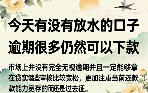 今天有没有放水的口子啊，概括五个逾期太多仍可下款的平台