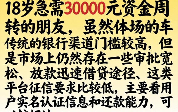 18岁借钱急用30000，概览5个快速下款无视征信的平台