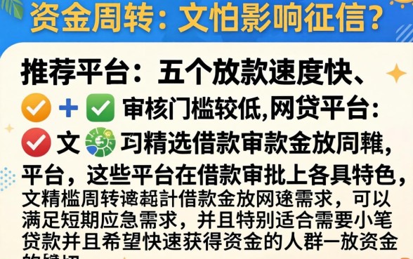 8天网贷口子大全，汇总5个不看征信网贷平台放款快的软件