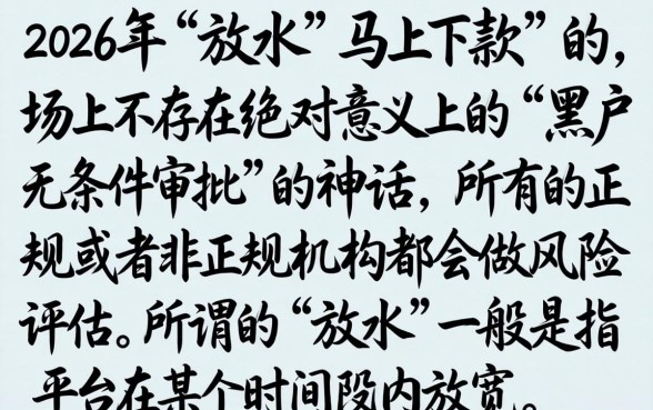 2026放水能马上下款的口子，罗列5个黑户无条件下款的平台