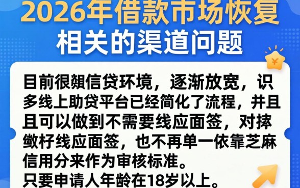 2026恢复借款口子，归纳5个不用面签和芝麻分的贷款软件