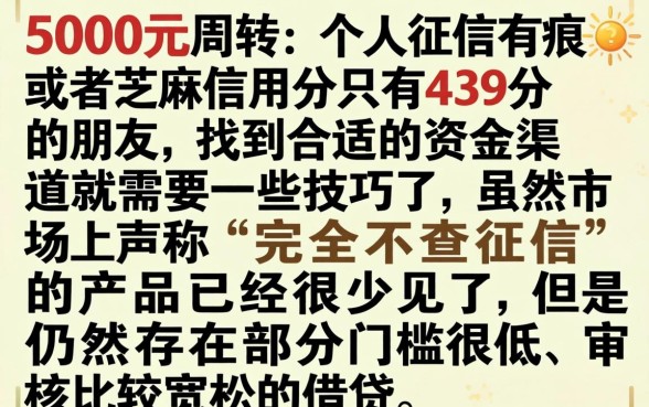5000贷款不查征信,详尽说明五个芝麻信用439分下款的口子