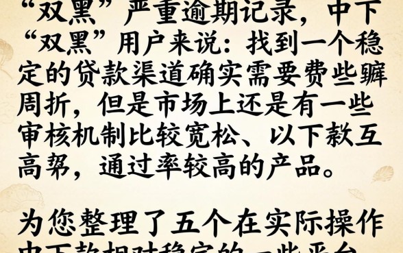 下款稳定的贷款口子，概括5个超级烂户双黑下款口子