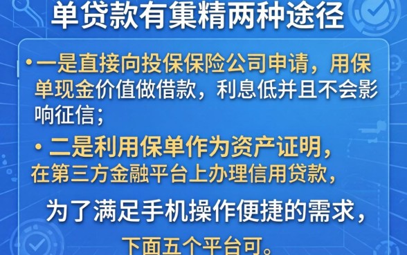 保险单子贷款怎么贷，枚举5个手机上可以借钱的口子