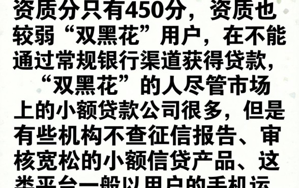 双黑花口子450芝麻分，概括5个不上征信报告的贷款口子
