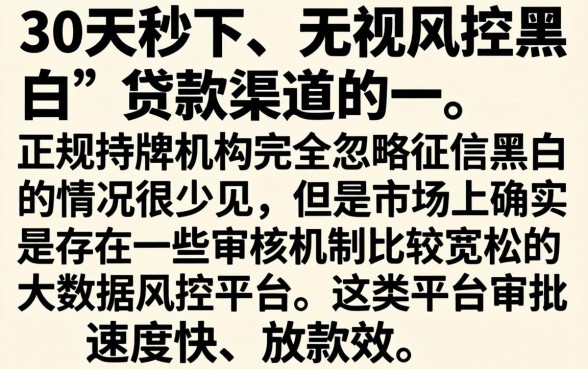 30天秒下的贷款口子，揭秘5个真正无视风控黑白的网贷app