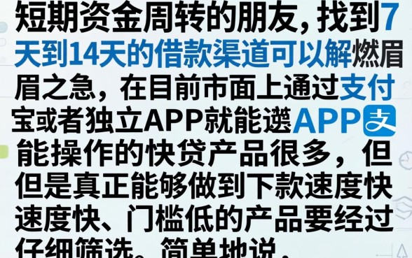 7天到14天的借款口子,罗列5个支付宝快贷轻松借软件