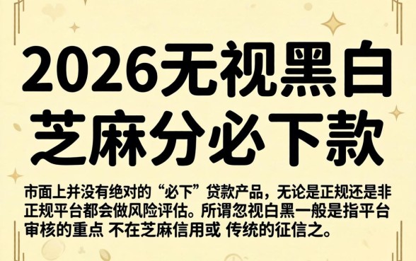 2026无视黑白芝麻分的口子，整理5个必下的小额贷款软件