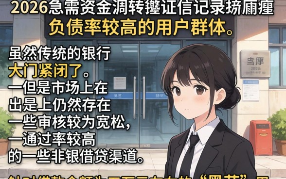 2026黑花口子借款五万，胪列五个征信不好负债高的口子