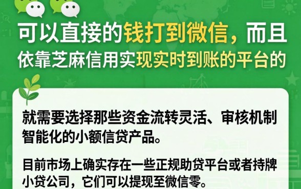 什么平台可以直接放款到微信，遴选5个芝麻借款实时到账速借平台