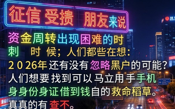 2026年无视黑户的口子有吗,条列5个手机身份证秒借现金的软件