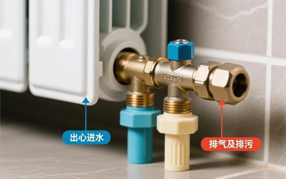 暖气片水龙头下边有几个口子怎么安装的