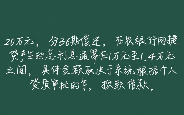 农行网捷贷20万36期要多少利息,具体利息怎么算 农行网捷贷20万36期要多少利息