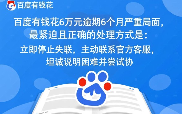 百度有钱花6万逾期6个月怎么办,会被起诉吗 百度有钱花6万逾期6个月怎么办