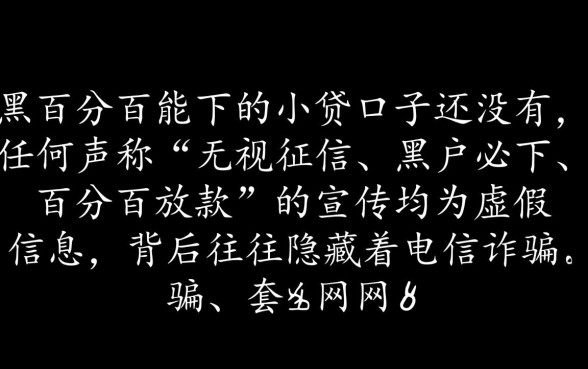 网黑百分百能下的小贷口子有哪些