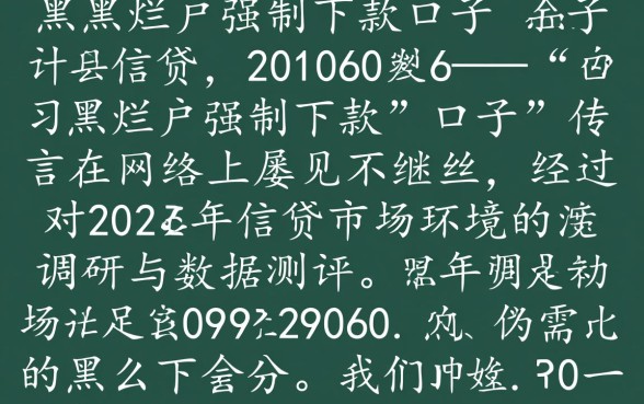 黑户烂户强制下款的口子是真的吗