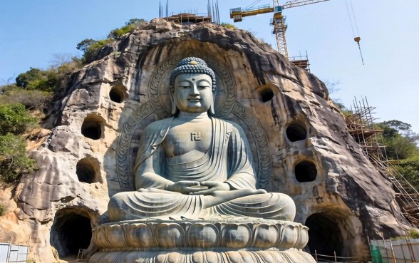 山上的佛像为什么下面有洞口子