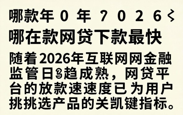 2026年哪款网贷下款最快