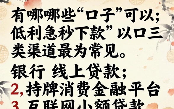 有哪些口子可以低利息秒下款