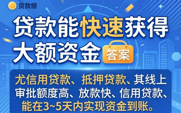 哪类贷款能快速获得大额资金