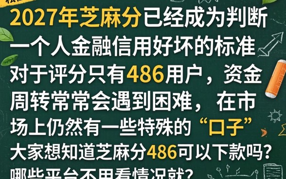 芝麻分486能下款的口子，梳理5个无视一切下款的平台