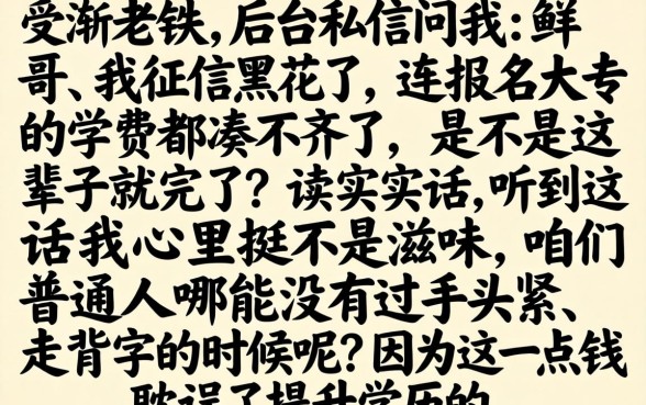 征信黑花了影响报名大专吗,整合5个不上征信的贷款平台
