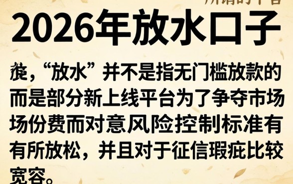 2026年放水的网贷口子，筛选五个新上线贷款平台门槛低平台