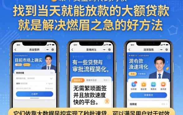 当天下款的大额贷款，详尽说明5个秒批无面签贷款口子