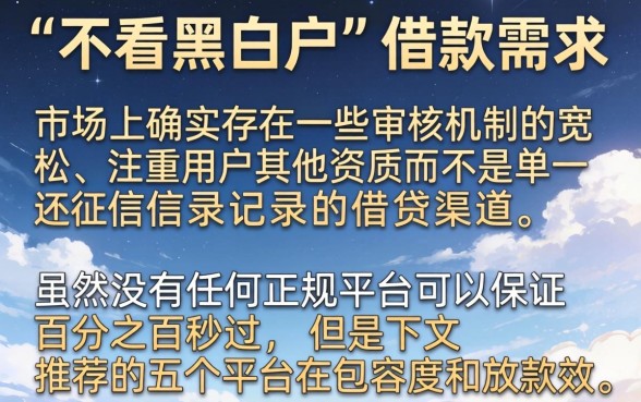 不看黑白户的网贷口子，整合五个借款无视黑白100%秒过