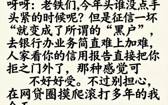 2026网贷无视黑白的口子，整合五个黑户贷款的口子必下app