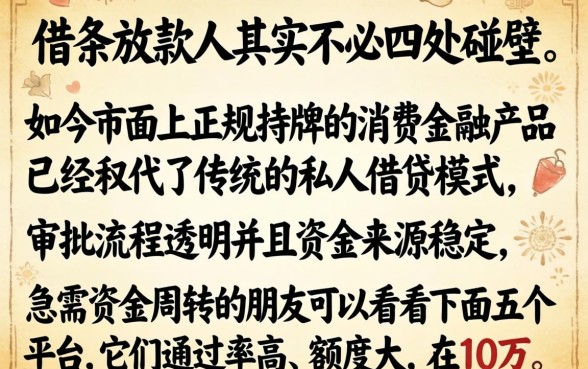 哪里找借条放款人，陈列五个轻松贷10万的app