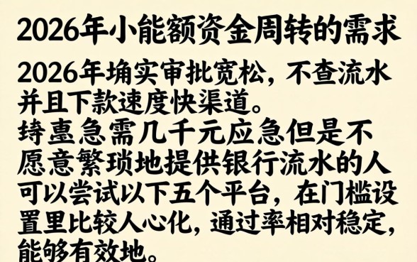 2026有没有好下款的口子,甄选5个不查流水的小额度贷款app
