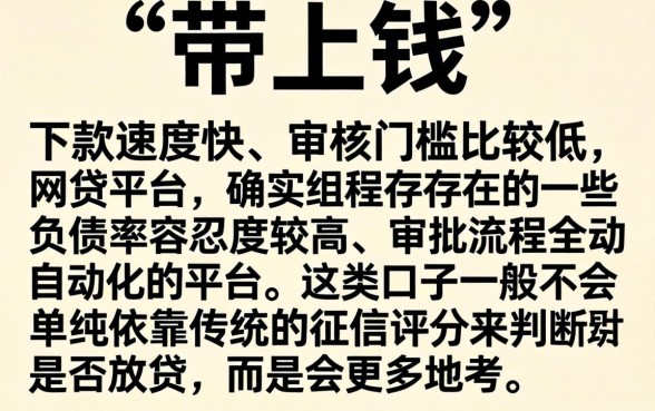 类似带上钱下款快的口子，汇整五个不看负债的网贷平台