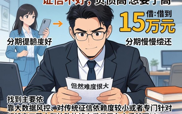 哪里可以借15万慢慢还，枚举5个征信不好负债高的平台